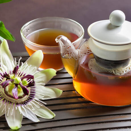 pot of tea and a passion flower